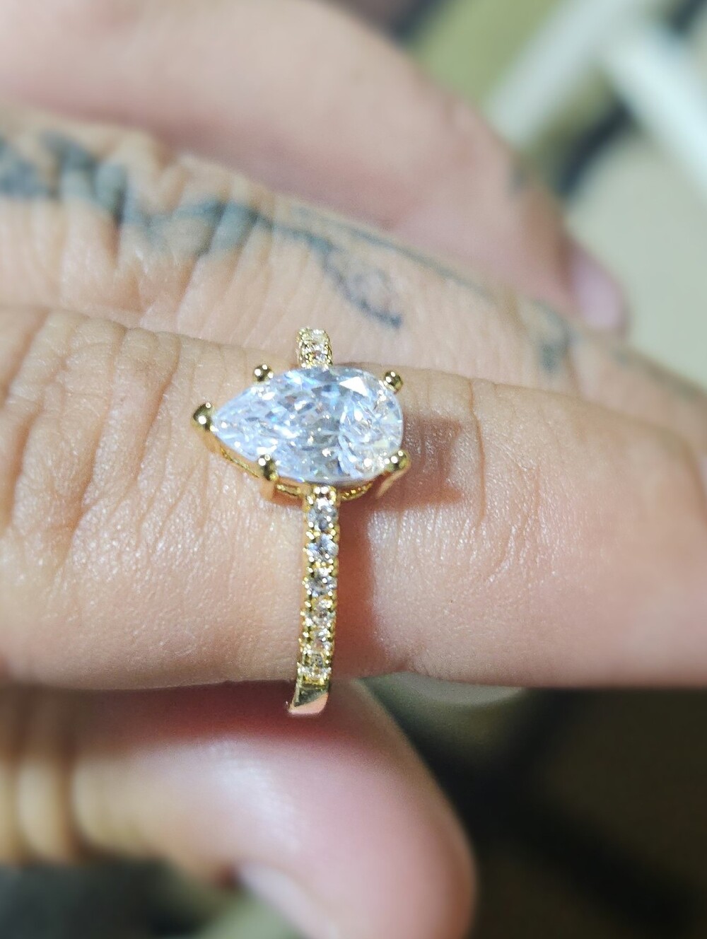 18k Gold Filled Teardrop Cubic Zirconia Ring
